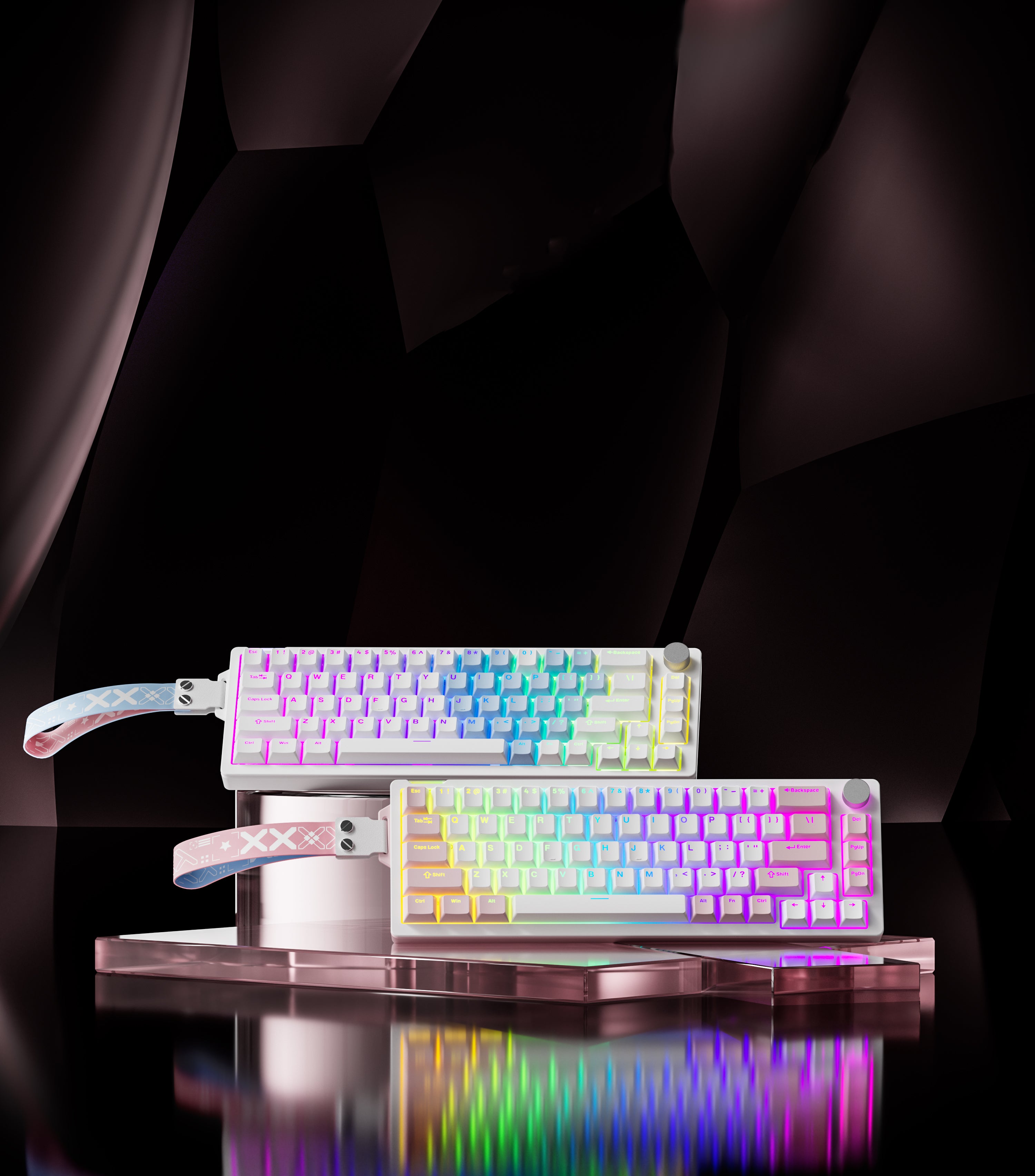 V68 Wired Mechanical White Blue Keyboard