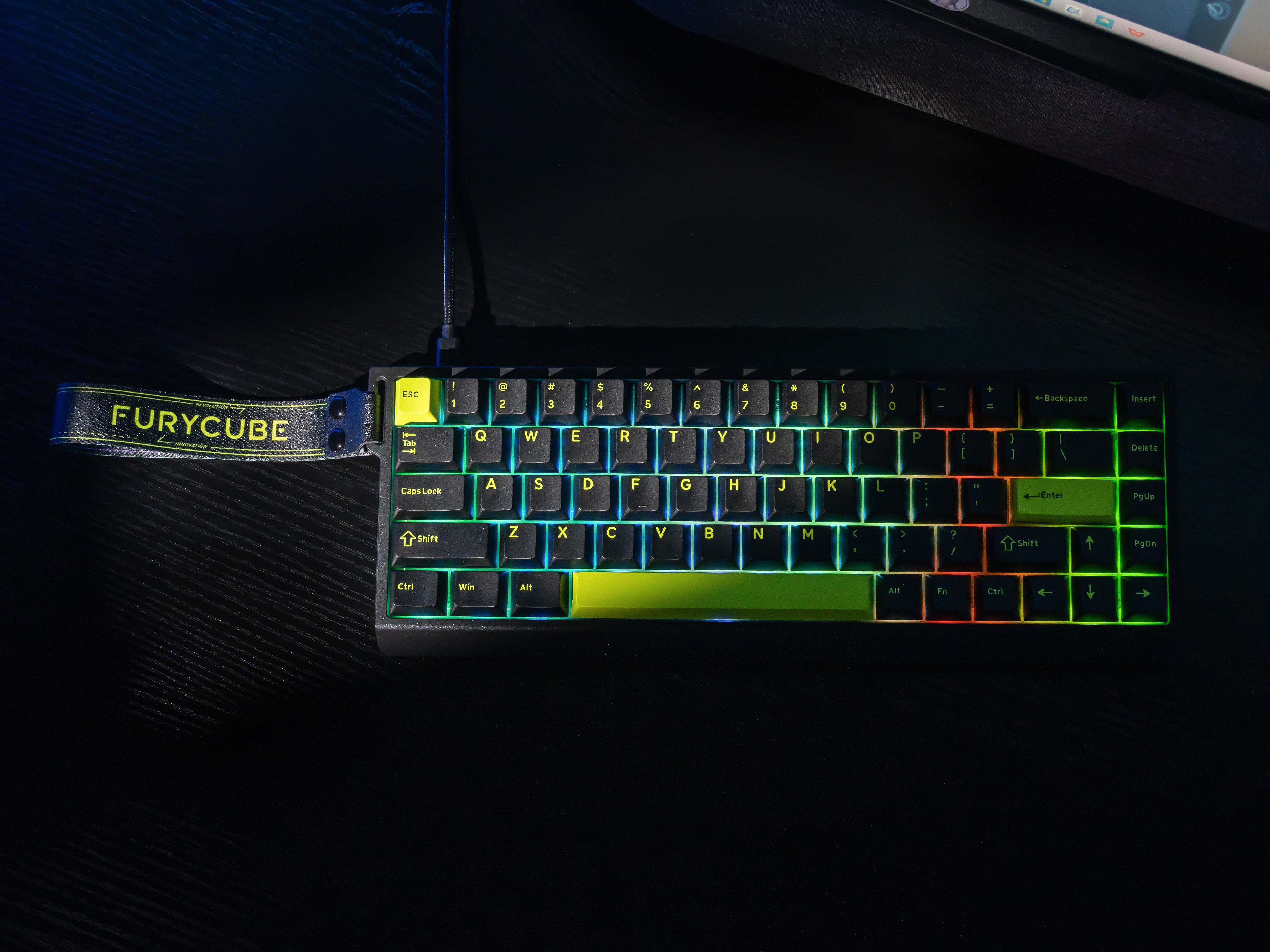 M68HE Wired Magnetic Black Green Keyboard