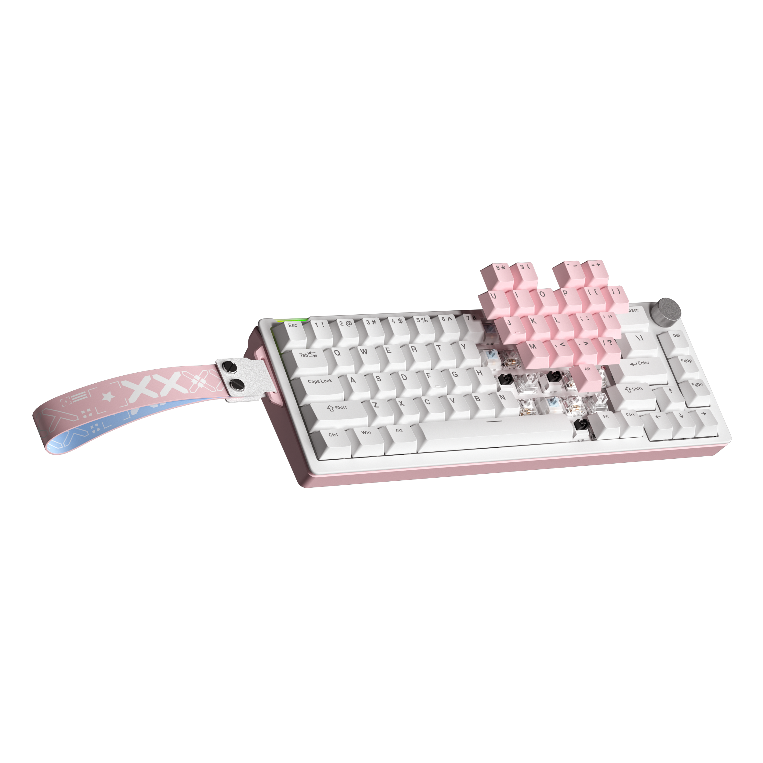 V68 Wired Mechanical White Pink Keyboard