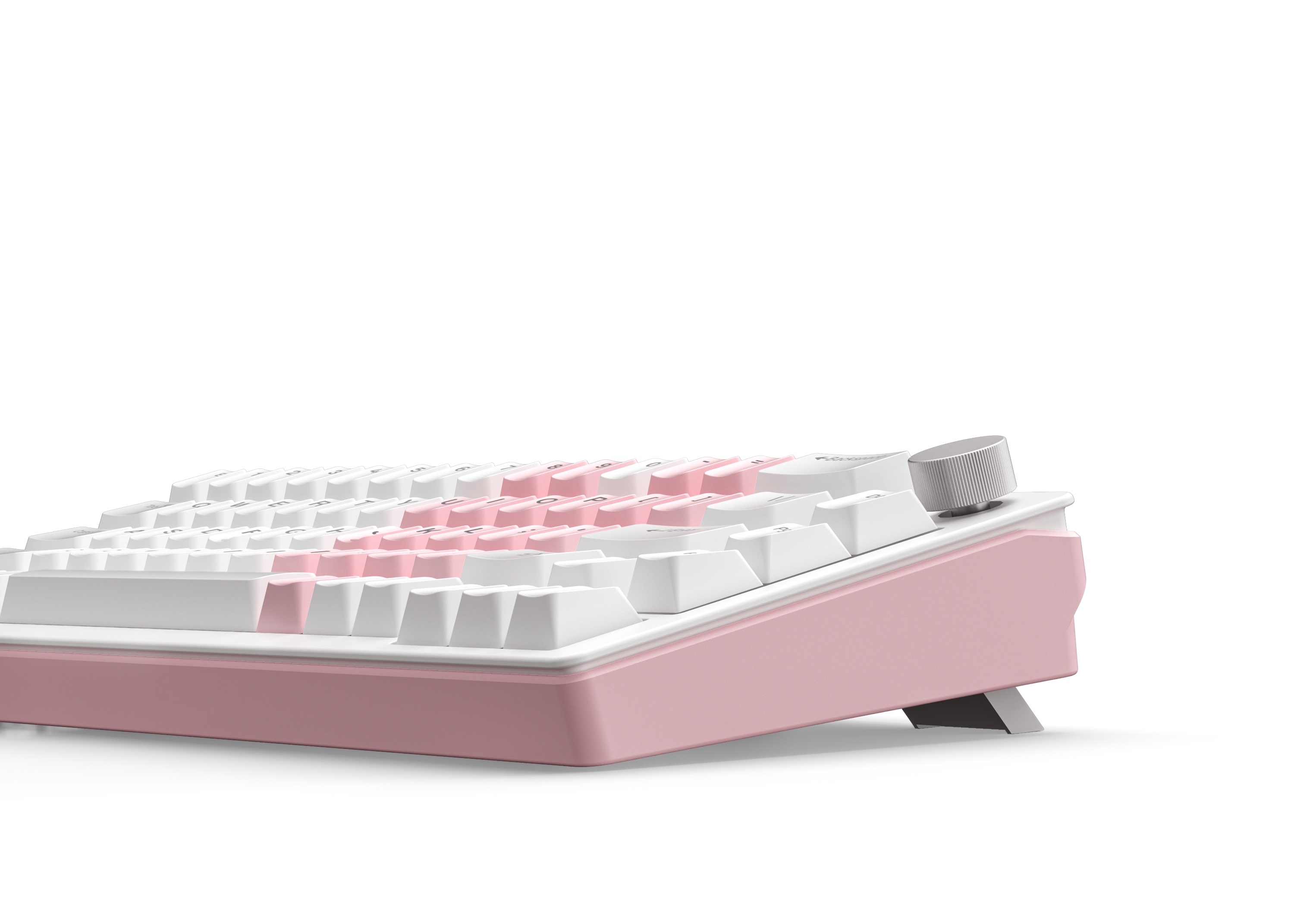 V68 Wired Mechanical Customisable White Pink Keyboard