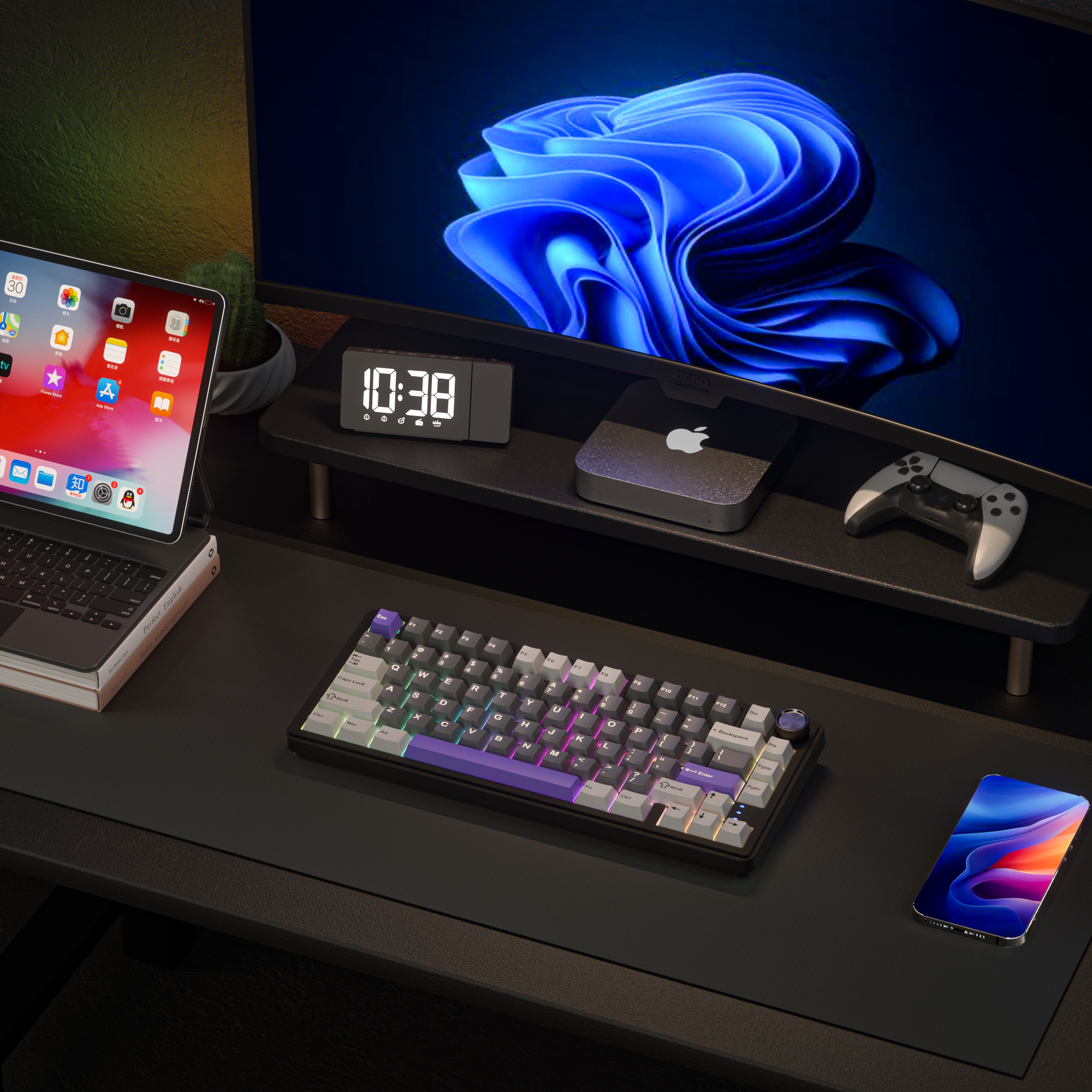 RX75PRO Wireless Mechanical Grey Purple Keyboard