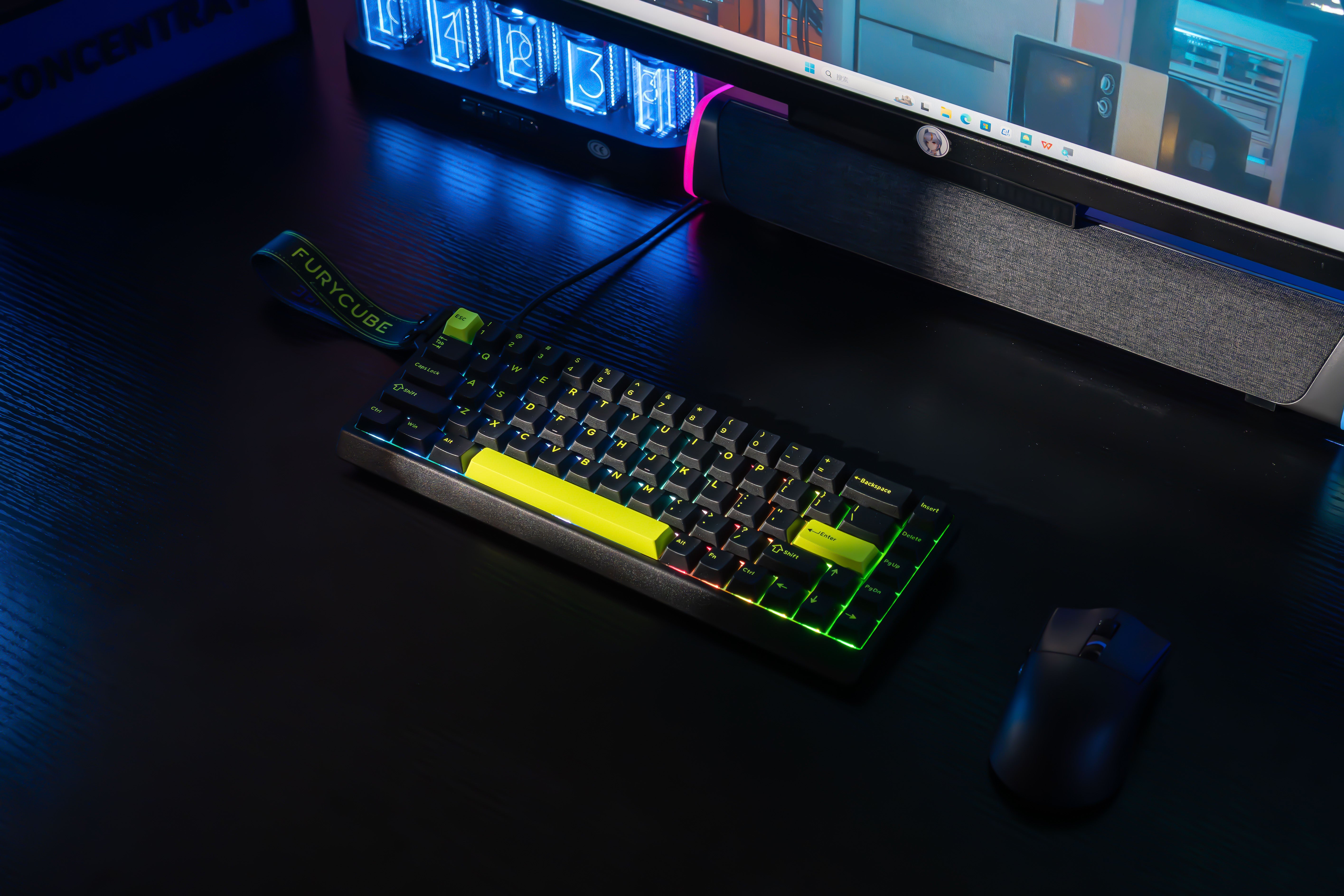 M68HE Wired Magnetic Black Green Keyboard
