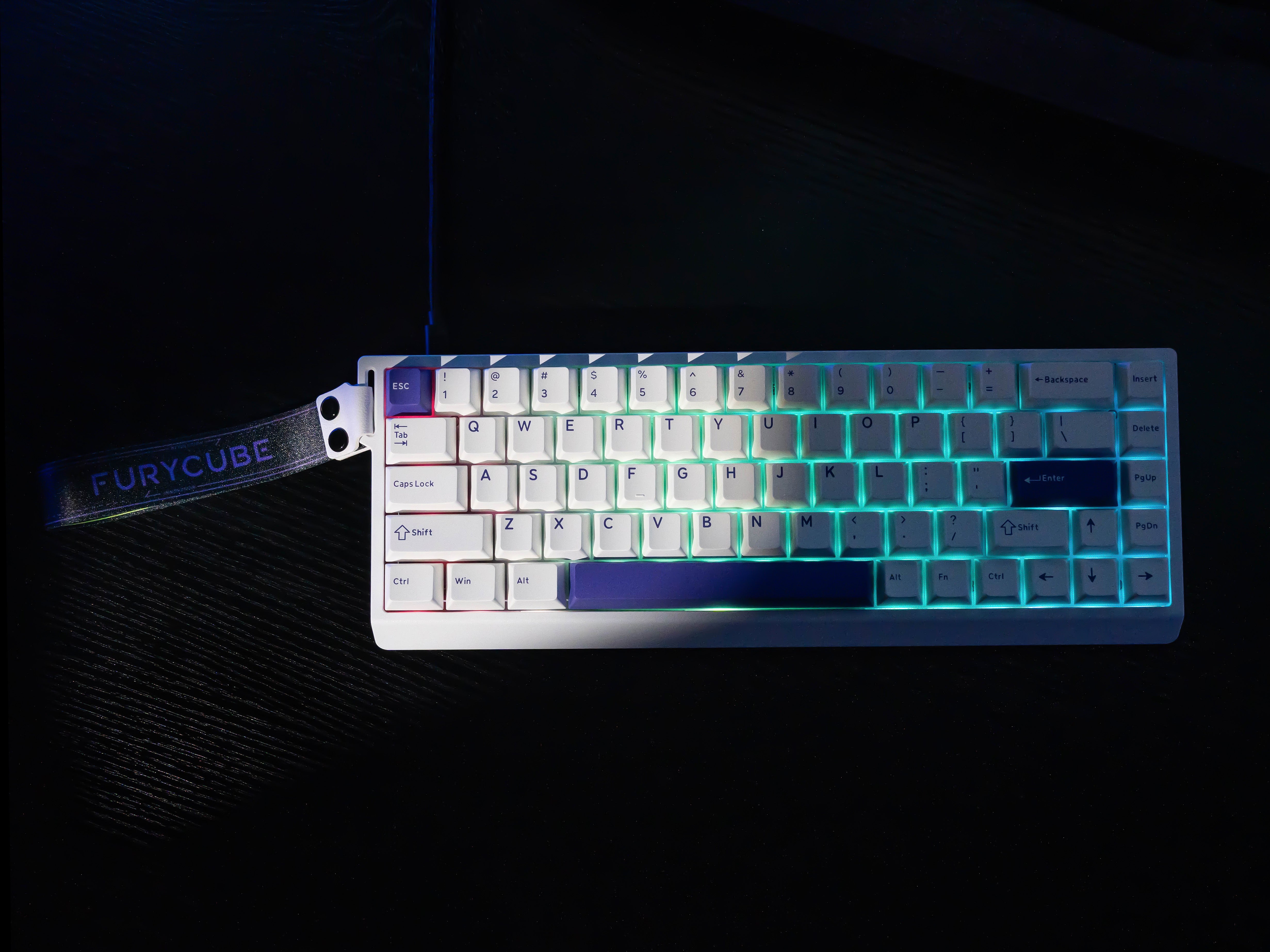 M68HE Wired Magnetic White Purple Keyboard
