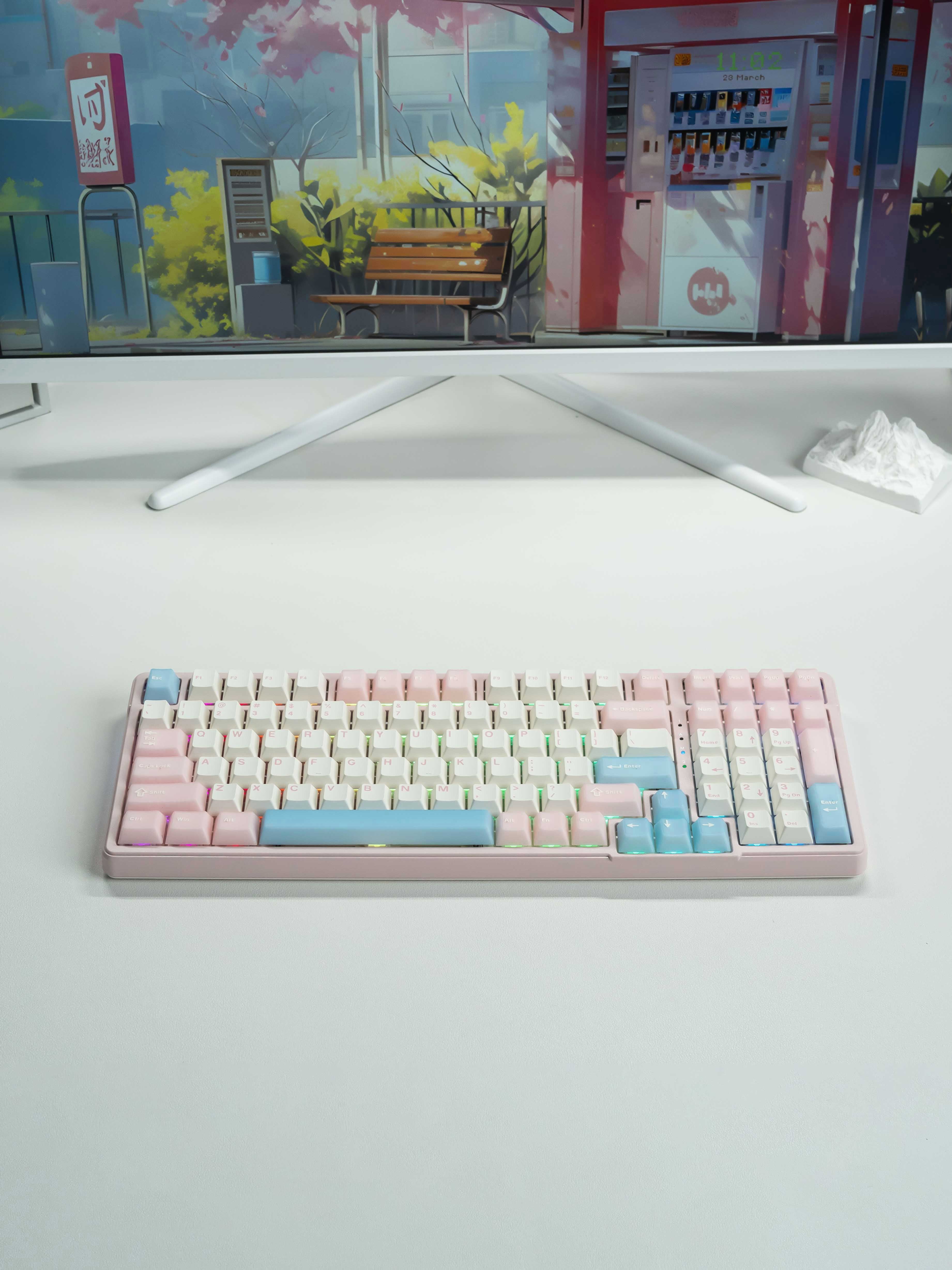 K99PRO Wireless Mechanical Pink Blue Keyboard