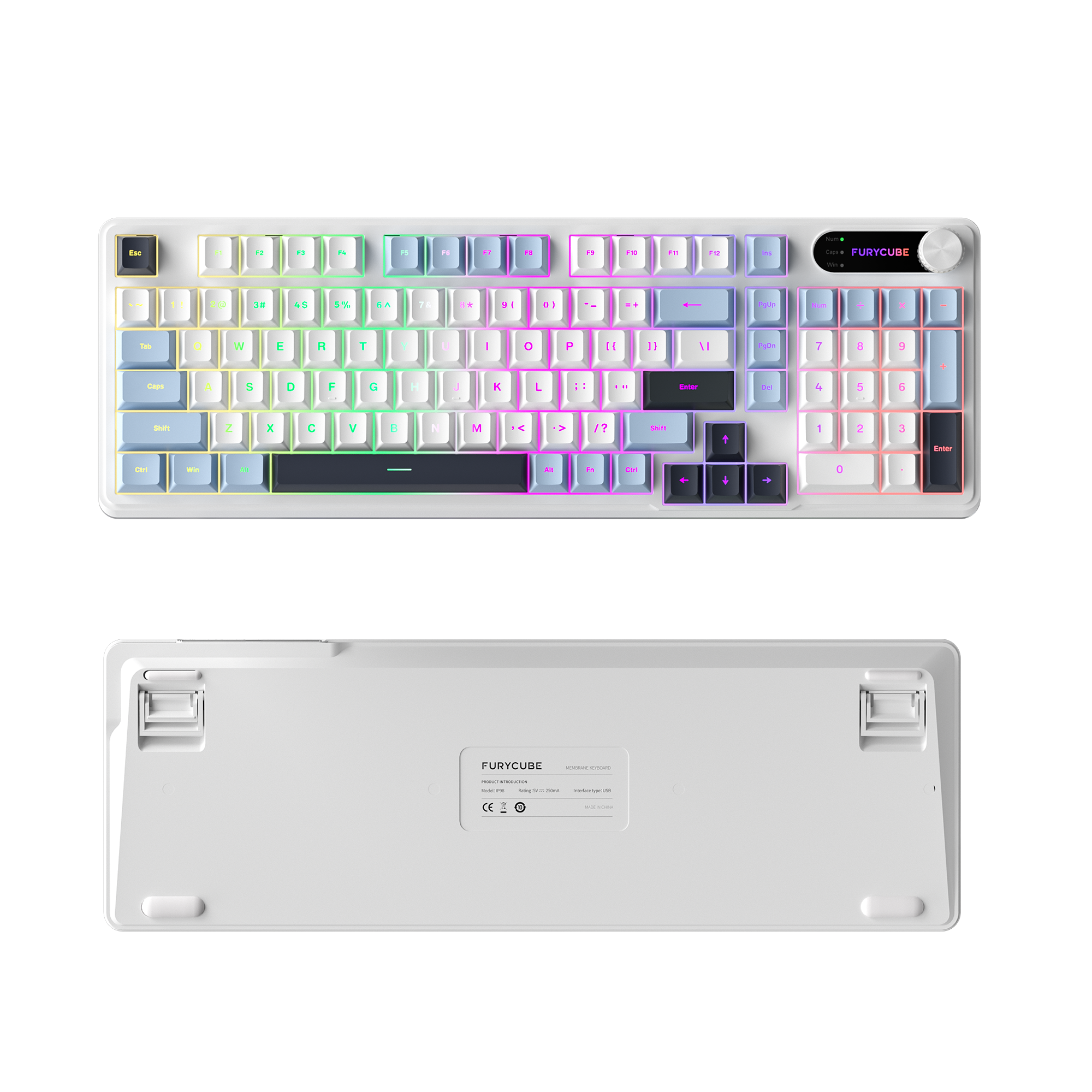 IP98 White Blue Navy Keyboard