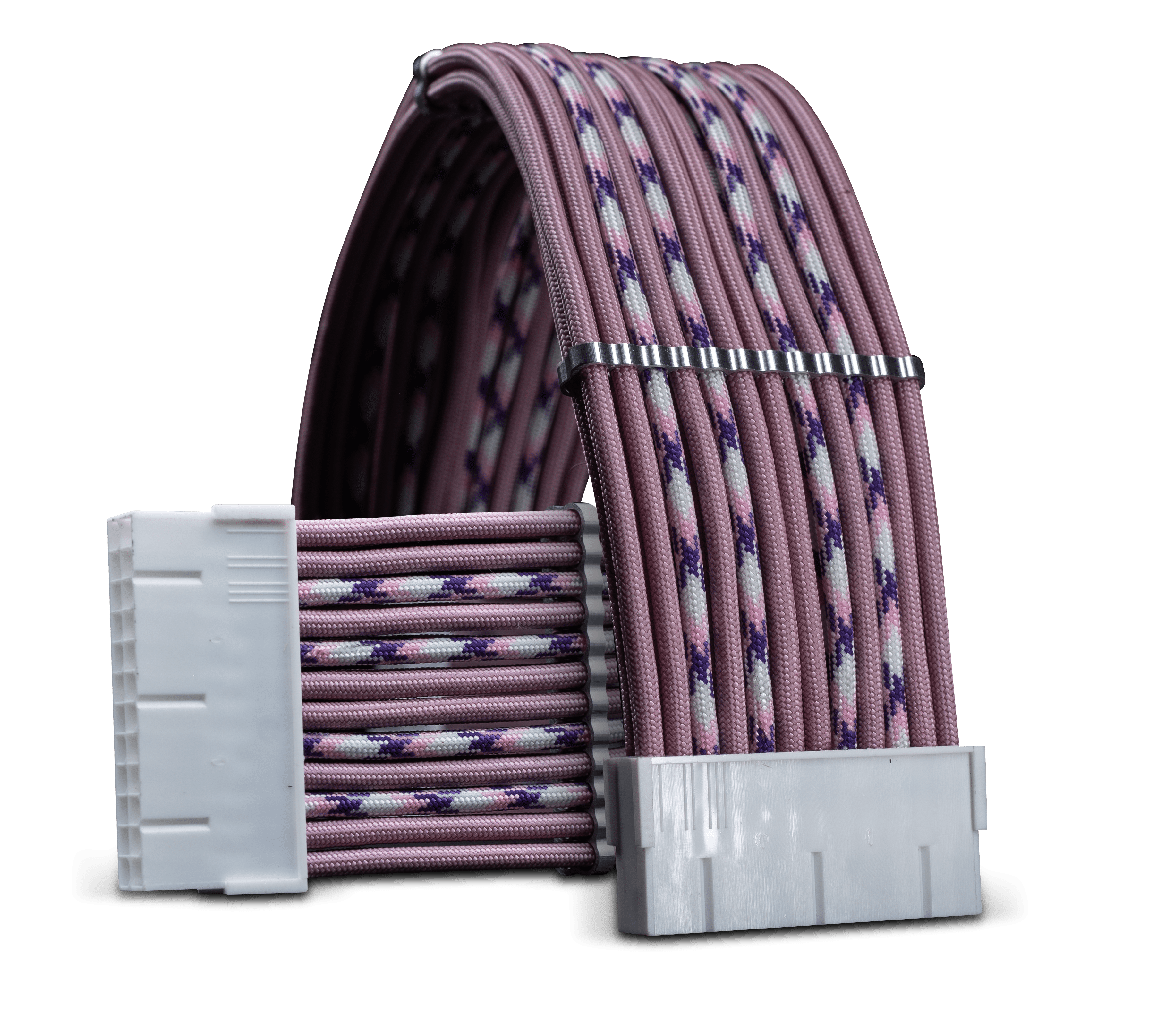 Pink Led Pc Cables Bubblegum Burst 24PIN Pink Sleeved Cable | Evolve Gaming PC