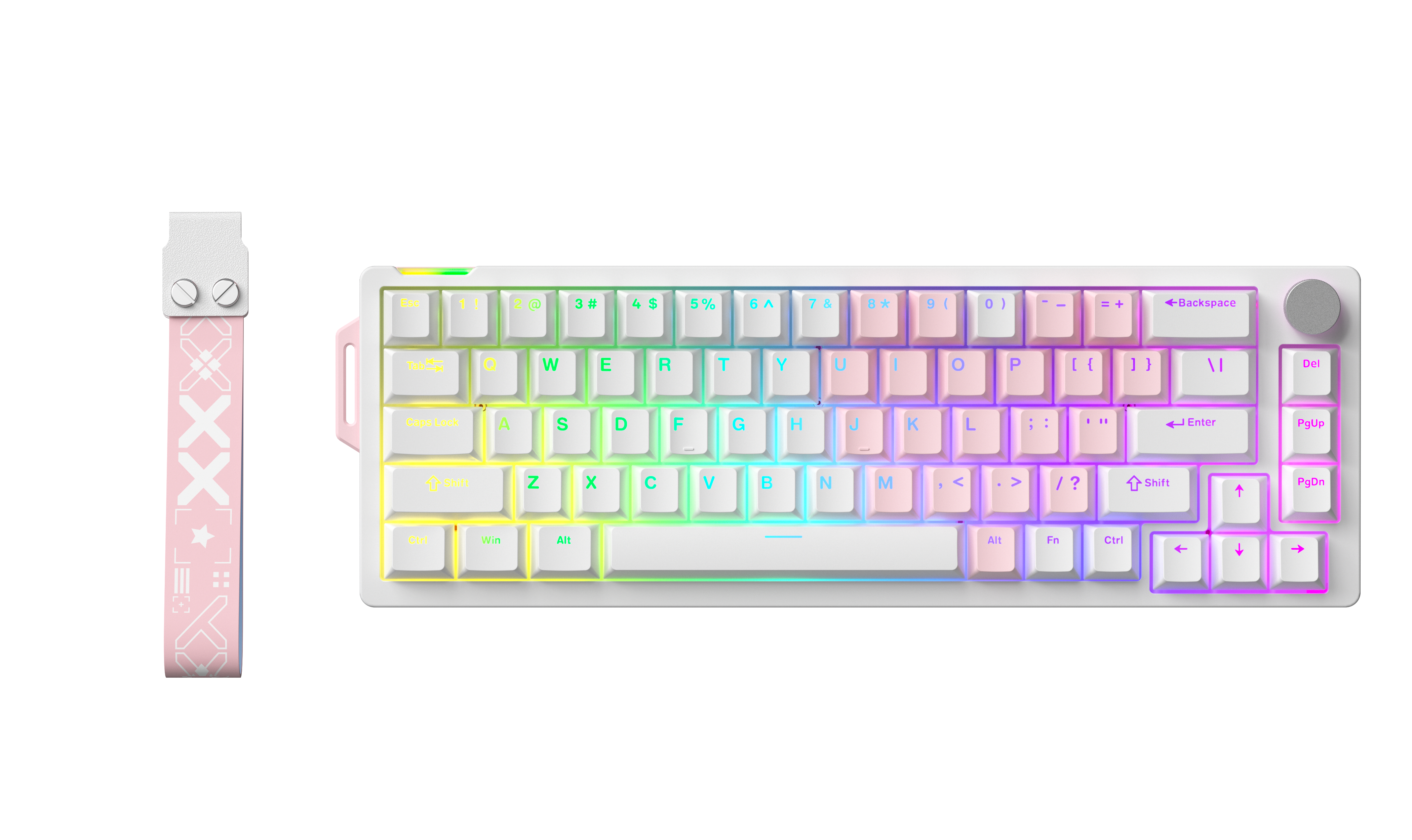 V68 Wired Mechanical White Pink Keyboard
