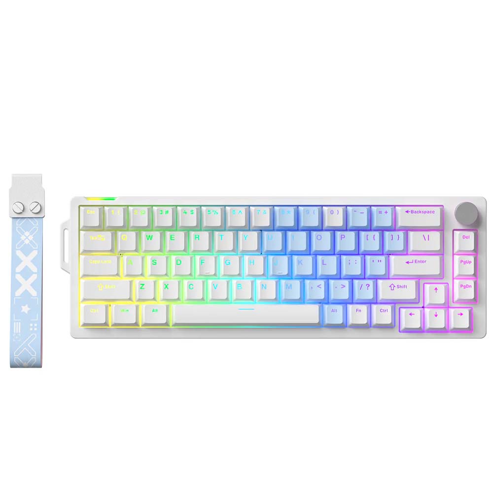 V68 Wired Mechanical Customisable White Blue Keyboard Gaming PC