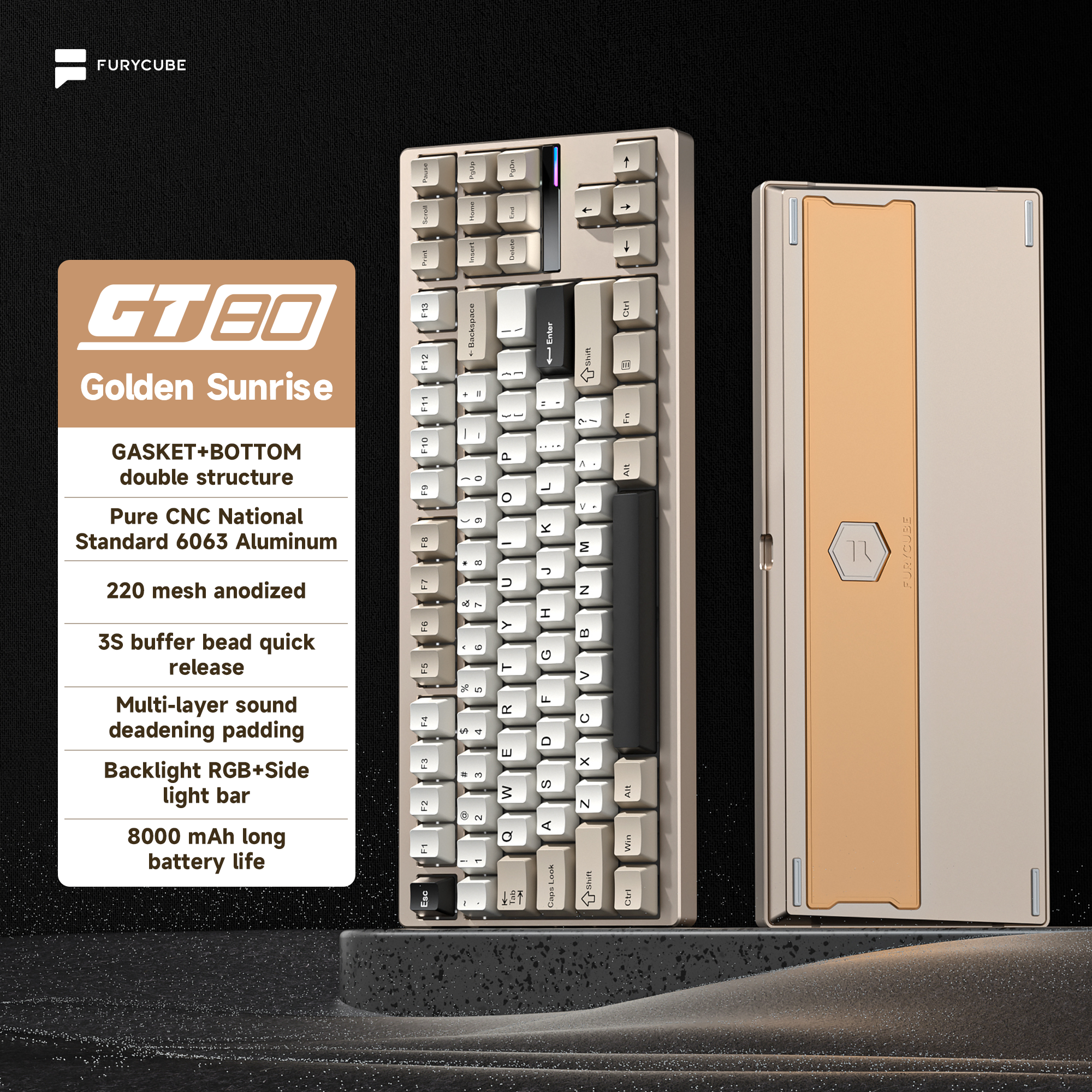 GT80 Wireless Aluminium Dawn Golden Keyboard
